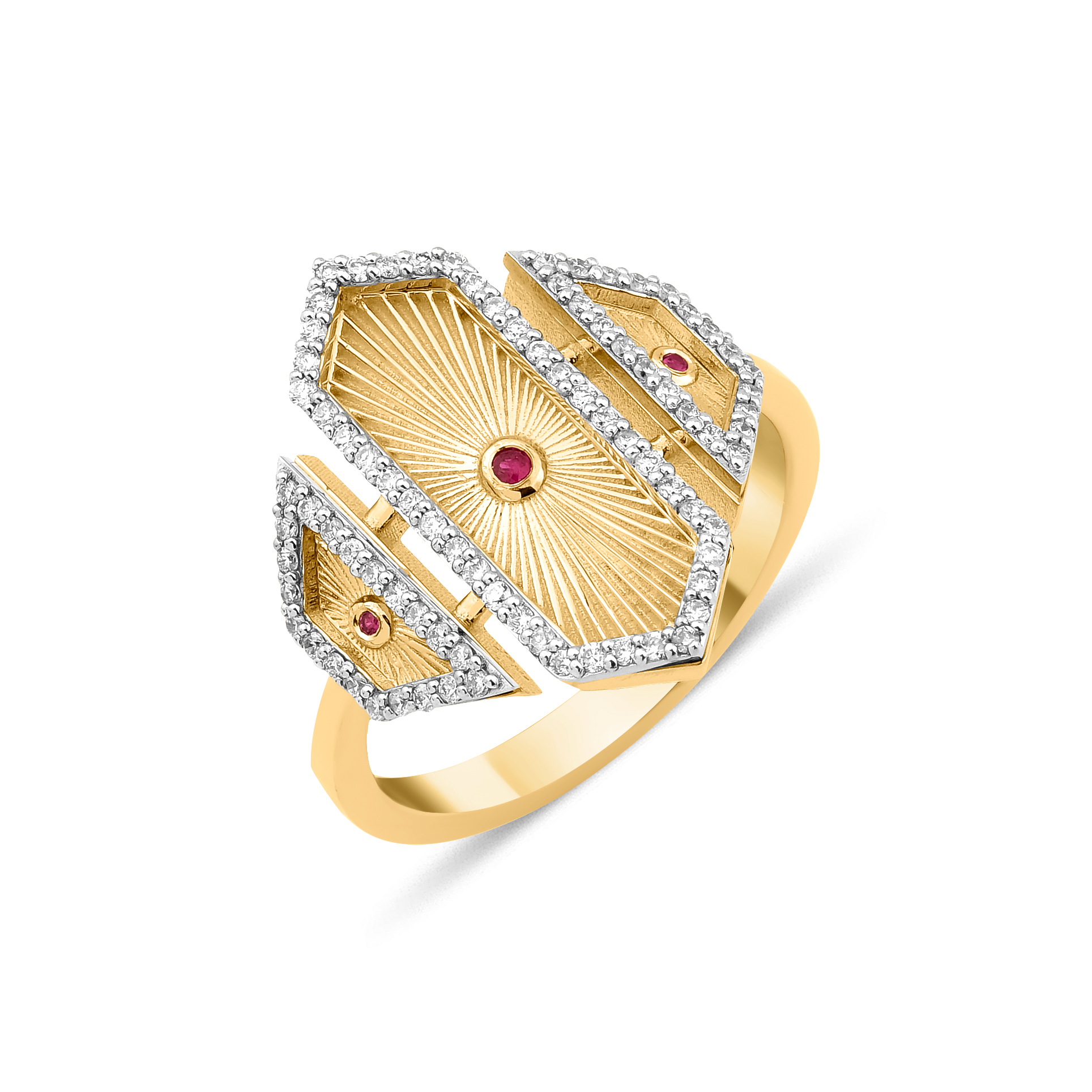 Retro Yakut & Pırlanta Yüzük